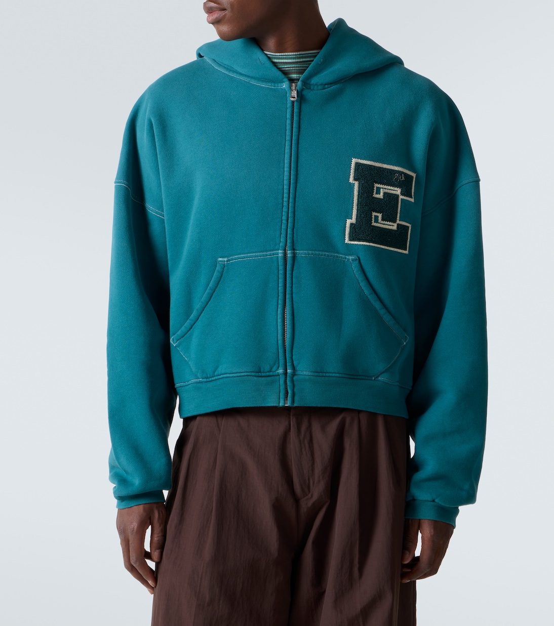 Hooded cotton fleece zip-up sweatshirt  | ERL