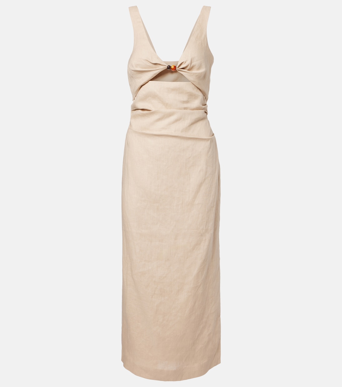 Vestido midi Moretti de lino con aberturas | SIR