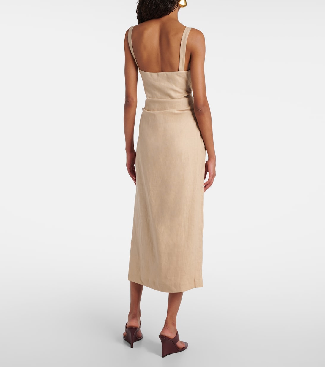 Vestido midi Moretti de lino con aberturas | SIR