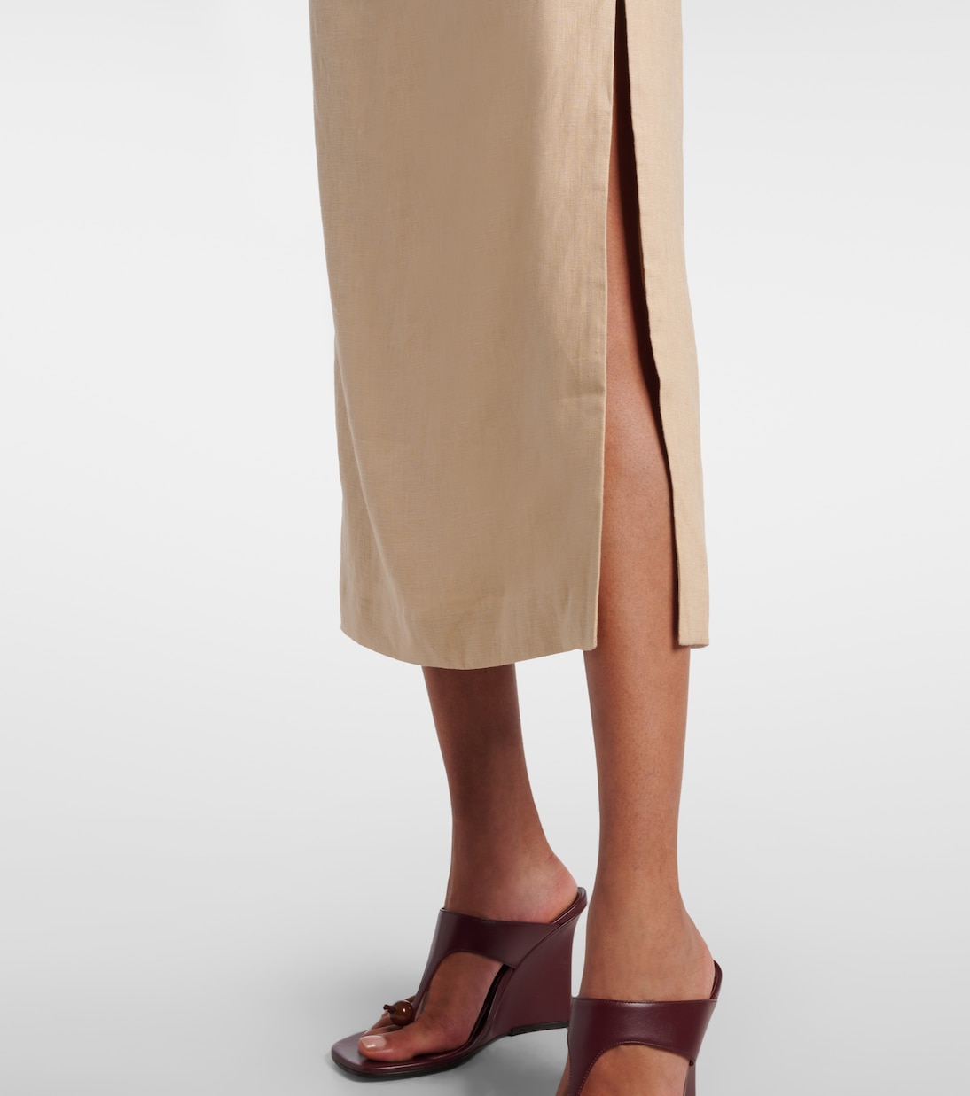 Vestido midi Moretti de lino con aberturas | SIR