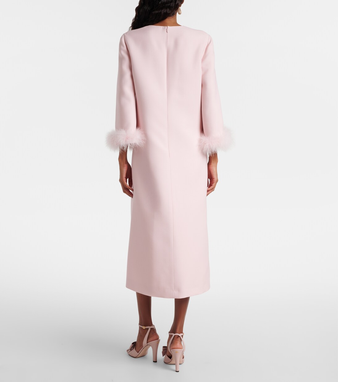 Midikleid aus Crêpe Couture mit Federn | Valentino