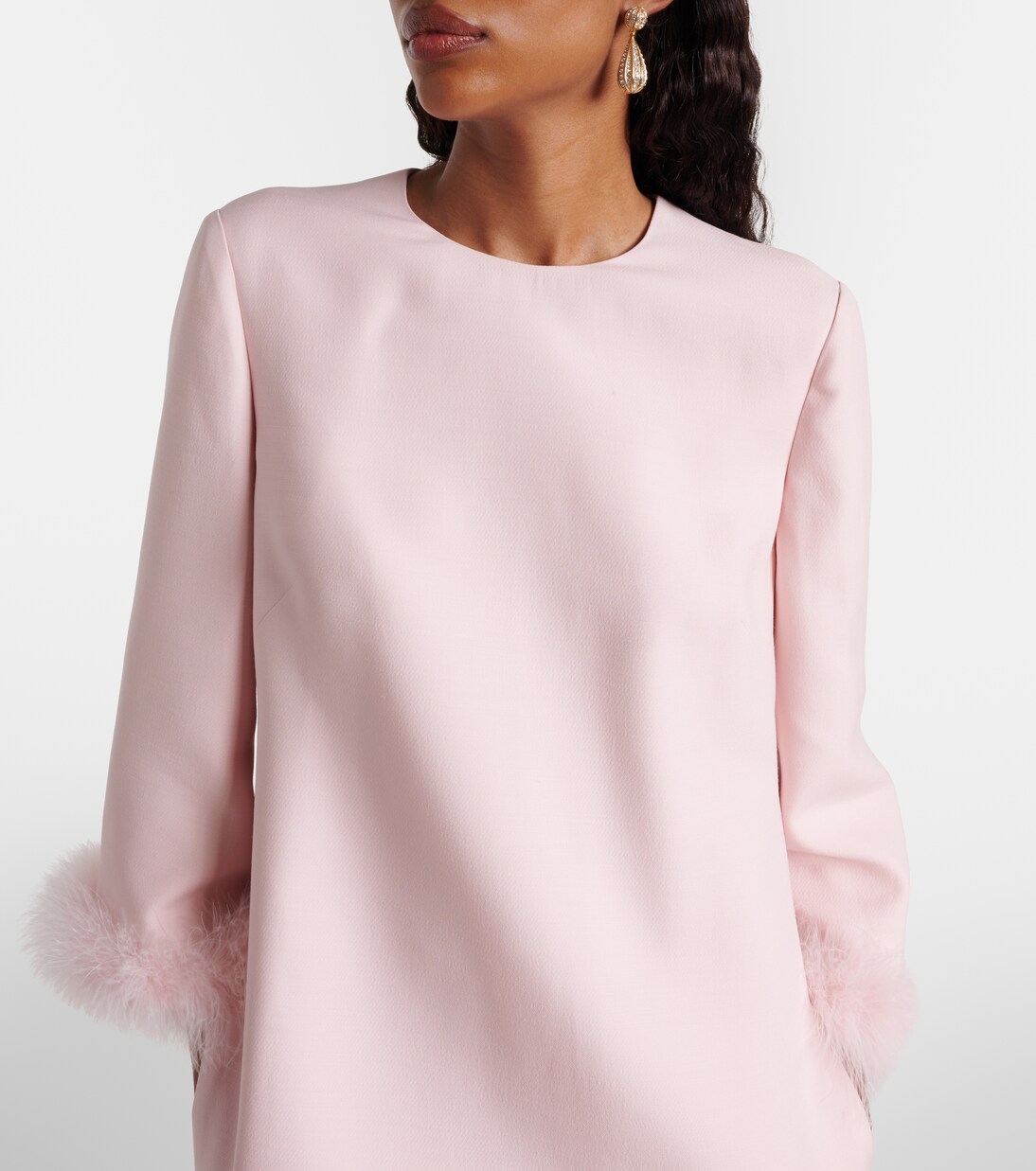 Midikleid aus Crêpe Couture mit Federn | Valentino