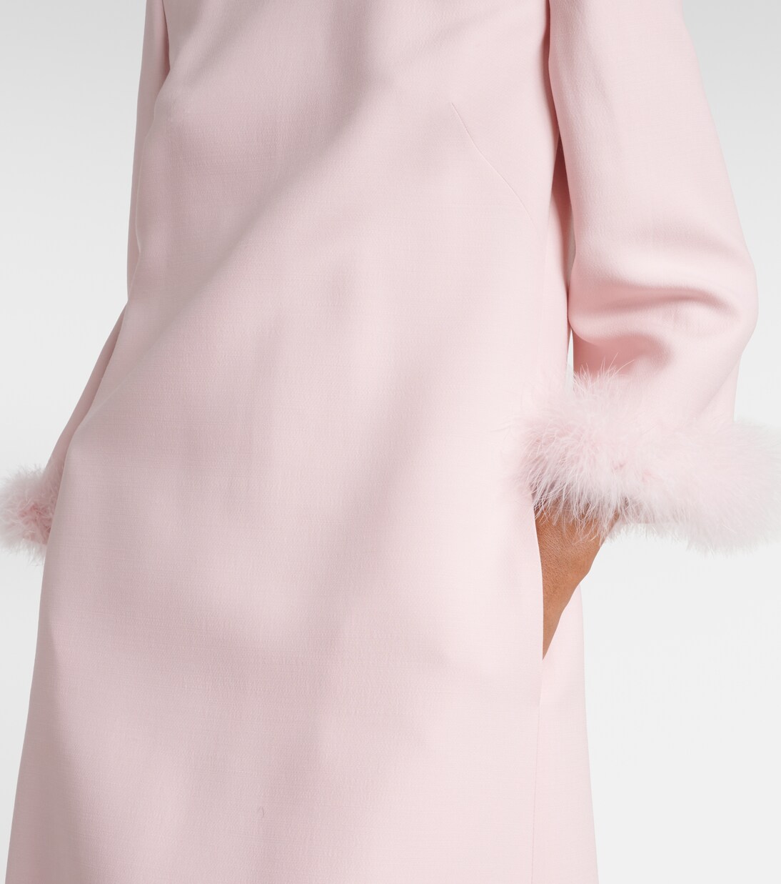 Midikleid aus Crêpe Couture mit Federn | Valentino