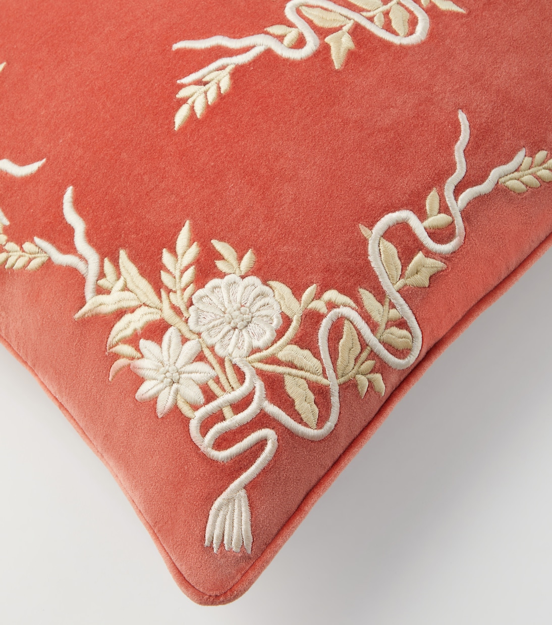 Embroidered cotton velvet cushion | Les-Ottomans