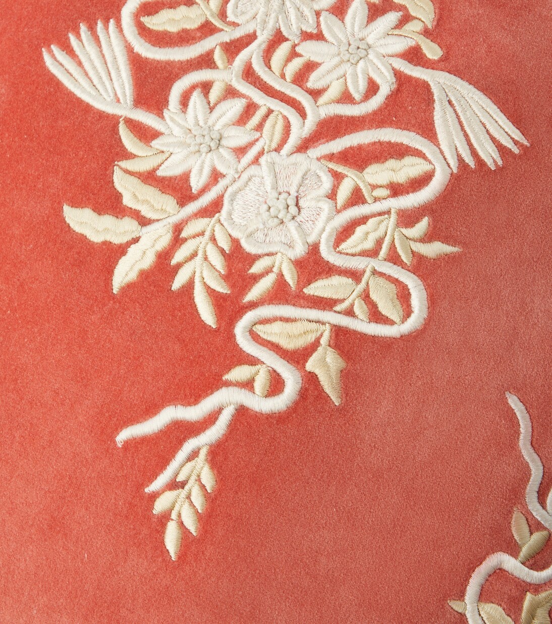 Embroidered cotton velvet cushion | Les-Ottomans