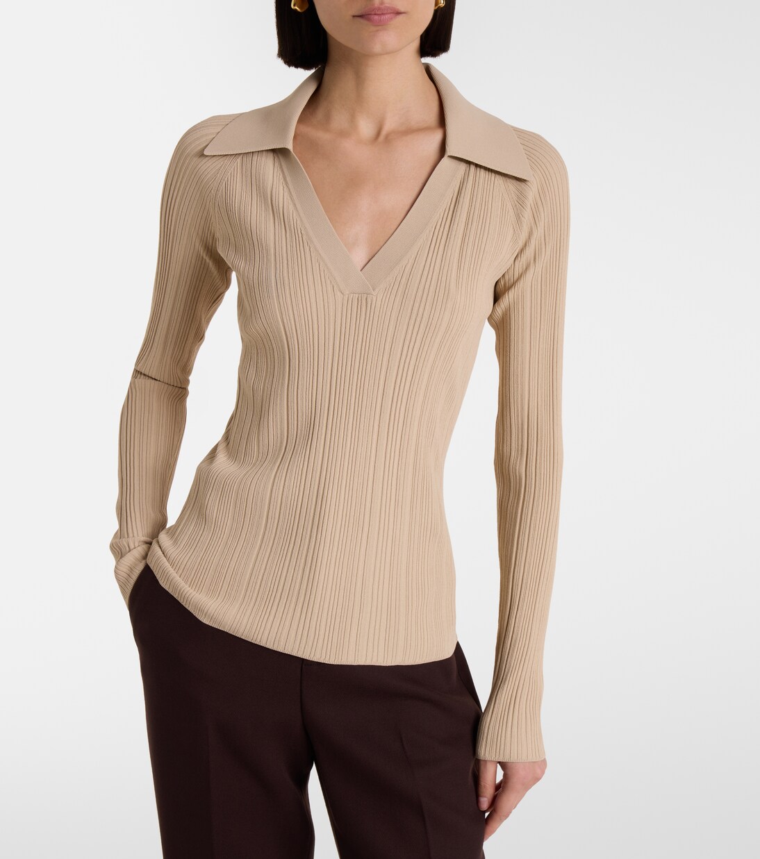 Chelia ribbed-knit polo sweater | Joseph