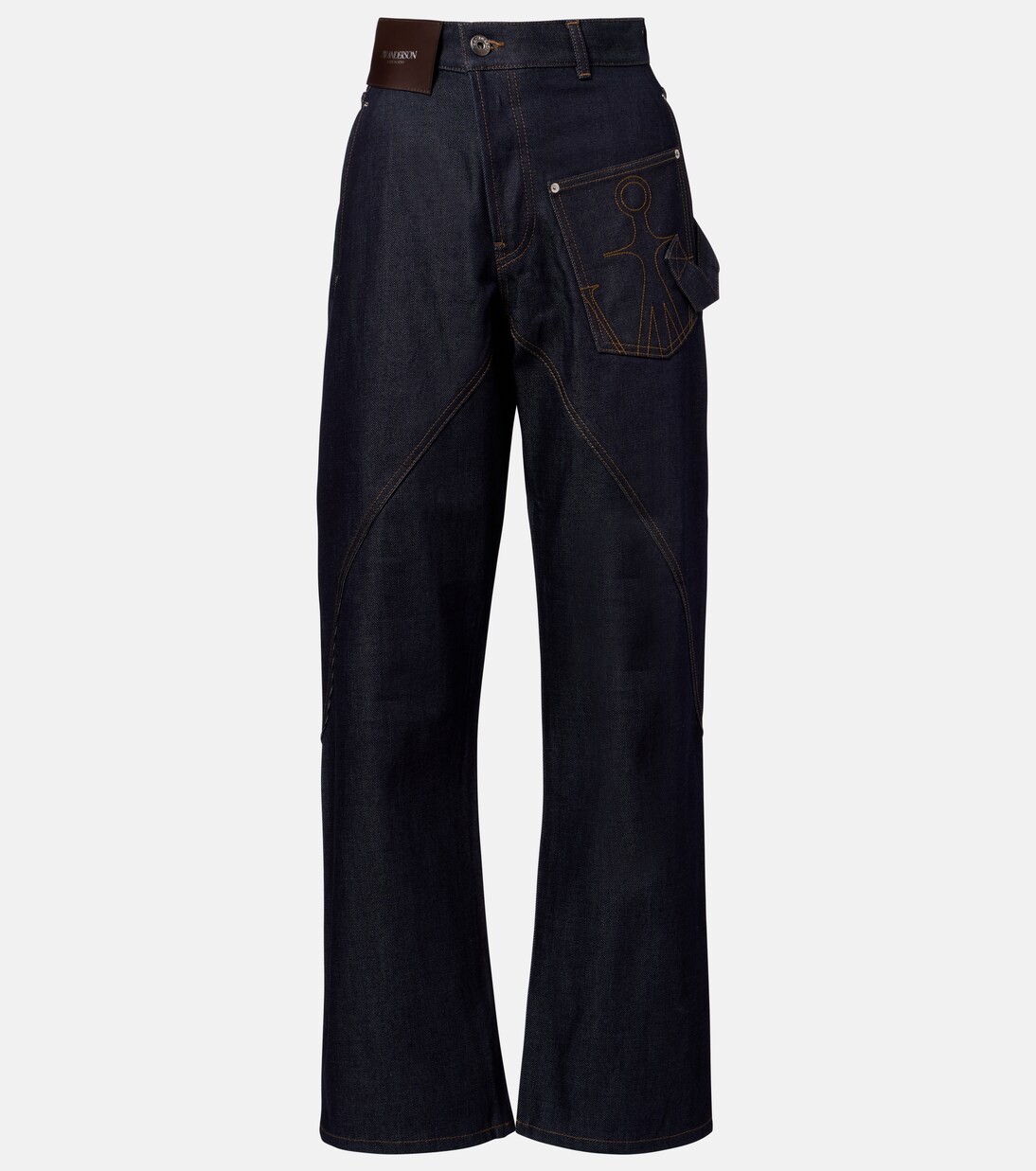 Jeans rectos de tiro alto bordados | JW Anderson
