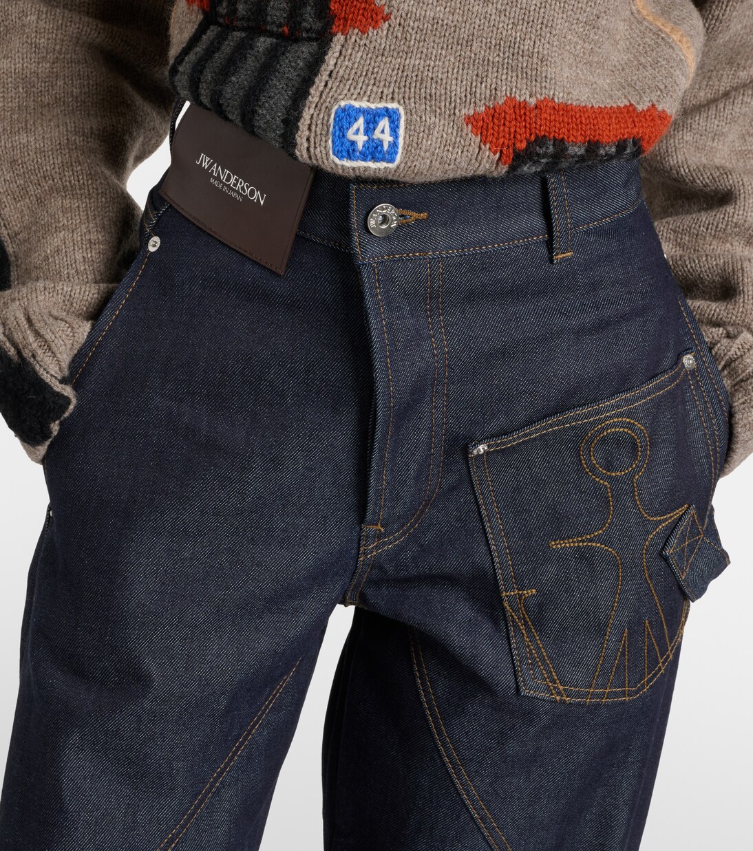 Jeans rectos de tiro alto bordados | JW Anderson