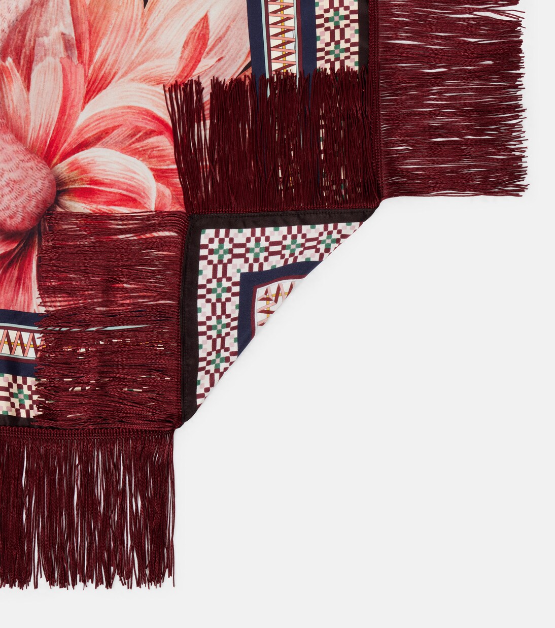 Fringed printed silk twill scarf | La DoubleJ