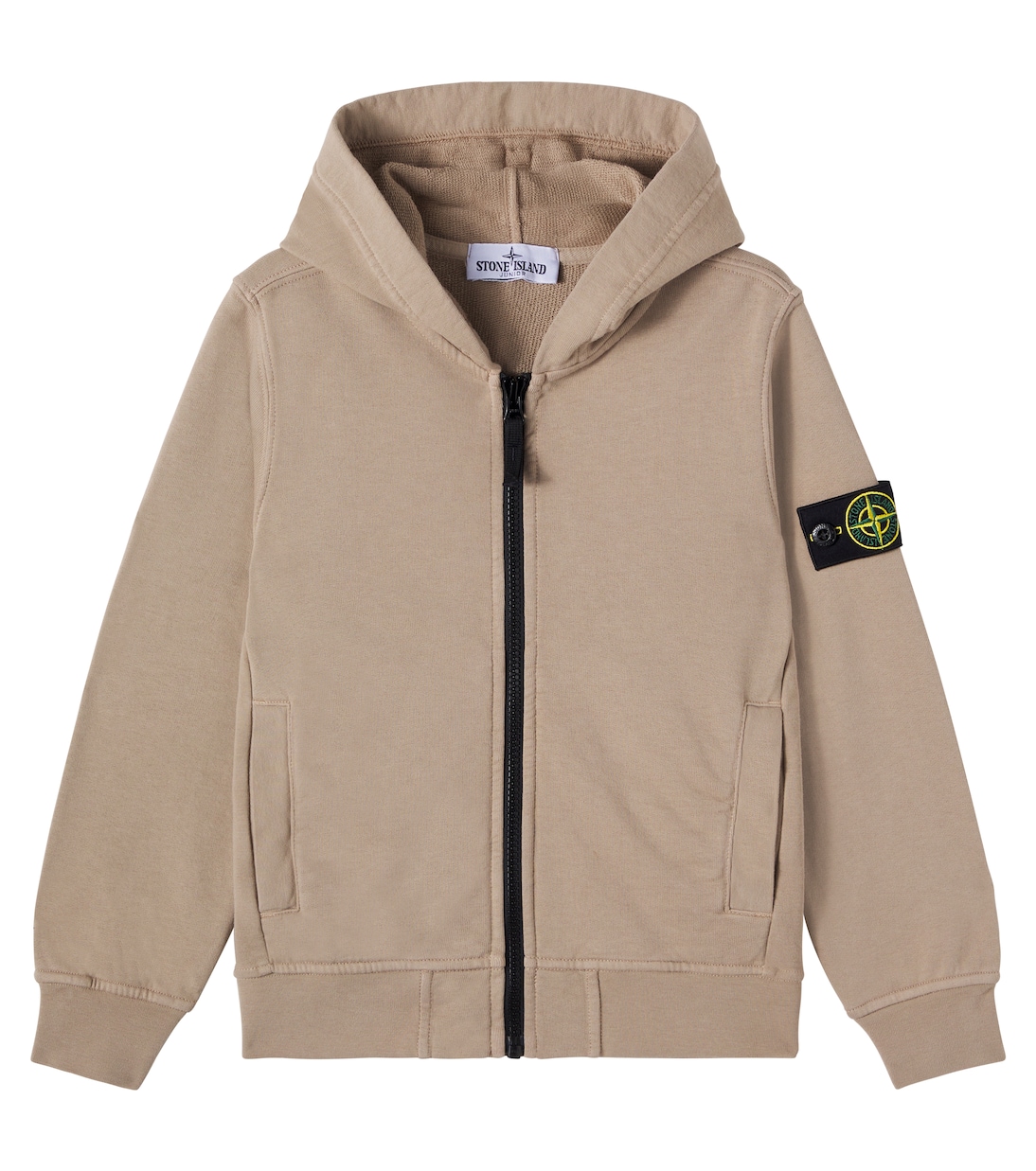 Compass cotton jersey zip-up hoodie | Stone Island Junior