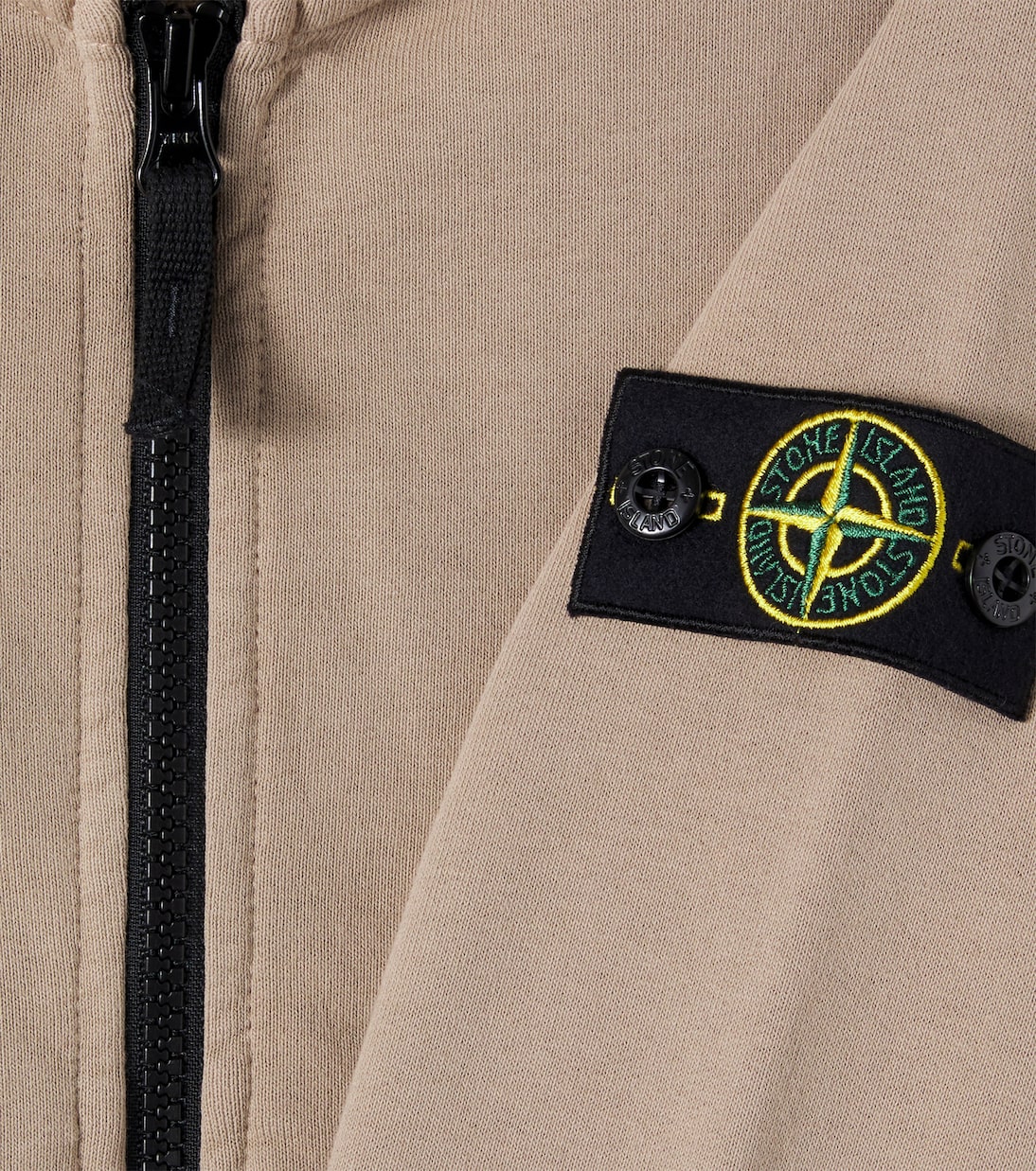Compass cotton jersey zip-up hoodie | Stone Island Junior