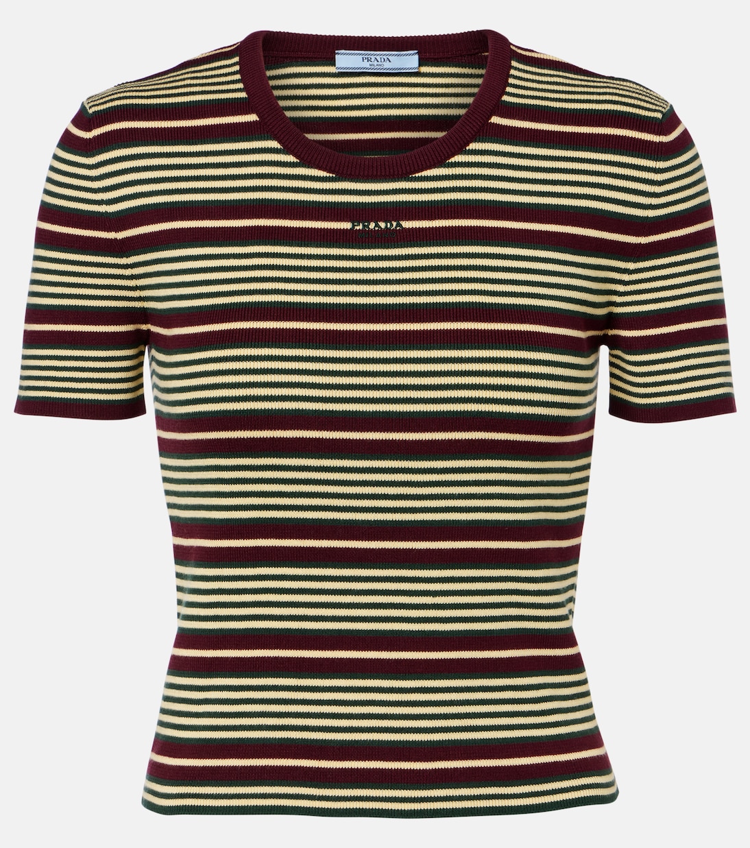 Striped cotton-blend T-shirt | Prada