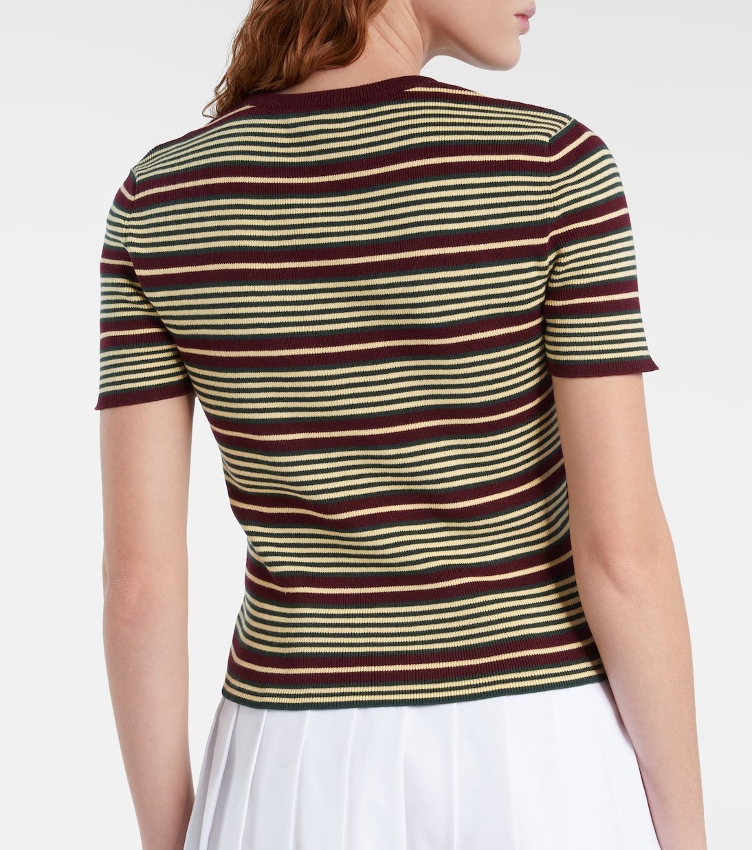 Striped cotton-blend T-shirt | Prada