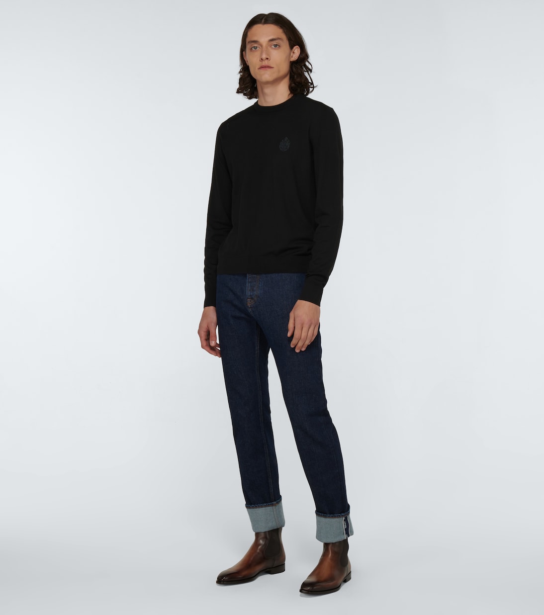 Wool sweater with embroidered crest | Berluti