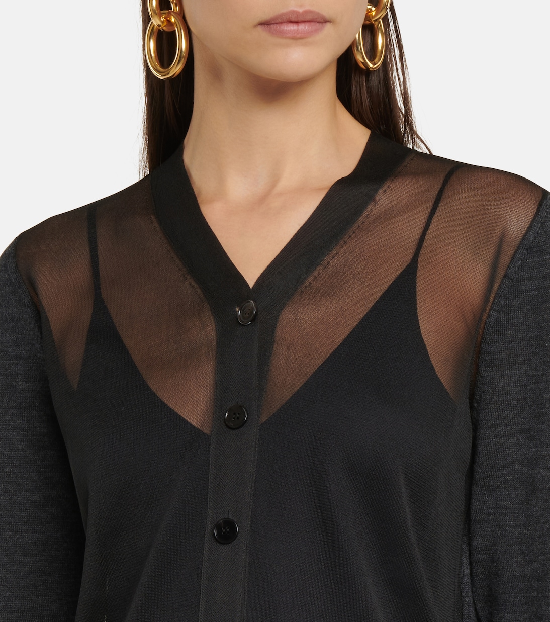 Semi-sheer wool and silk cardigan | Jil Sander