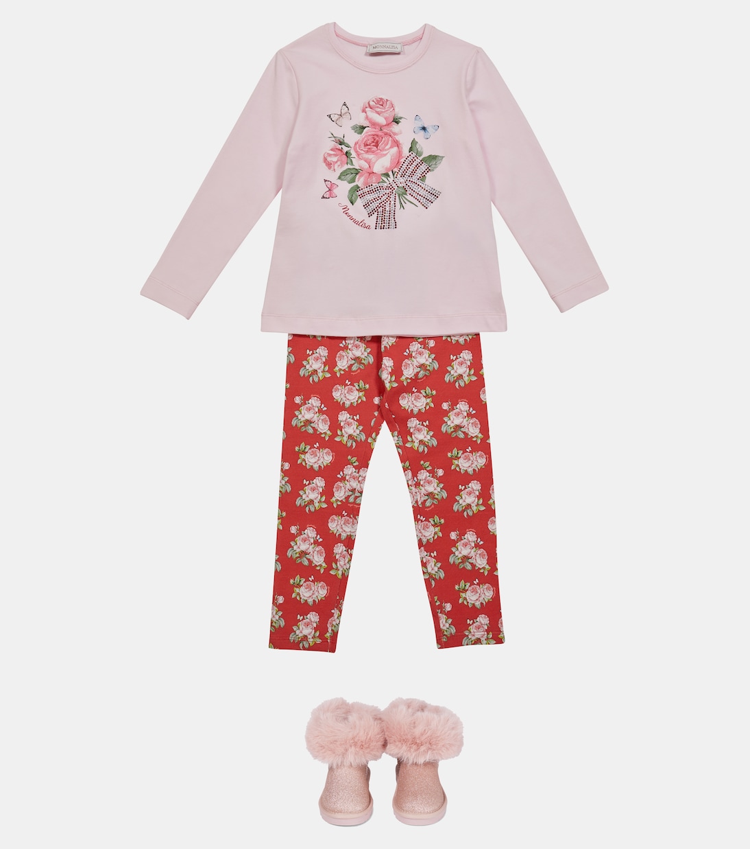 Rose-printed cotton leggings | Monnalisa