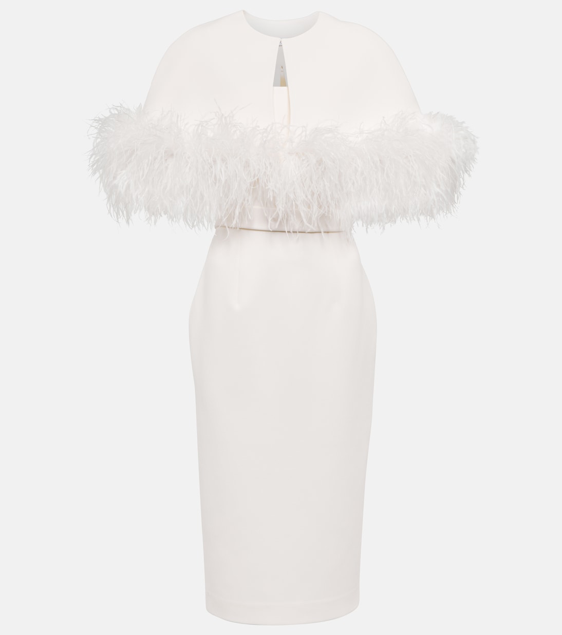 Bridal Midikleid aus Crêpe mit Federn | Safiyaa