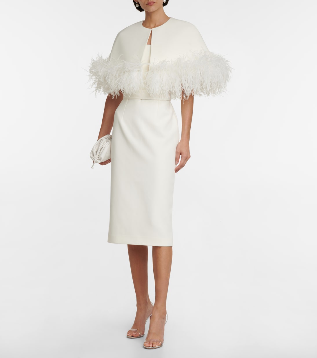 Bridal Midikleid aus Crêpe mit Federn | Safiyaa
