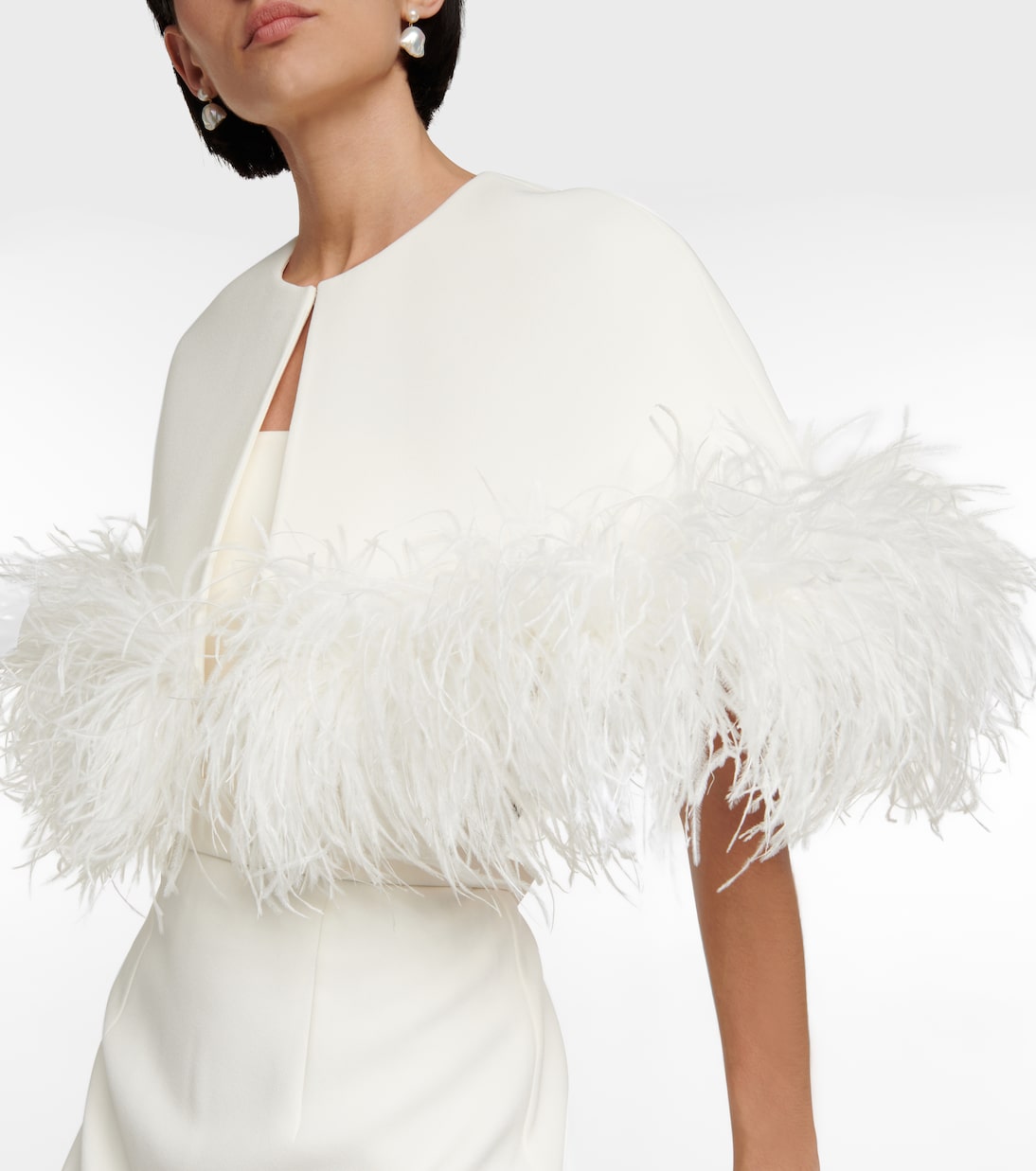 Bridal Midikleid aus Crêpe mit Federn | Safiyaa