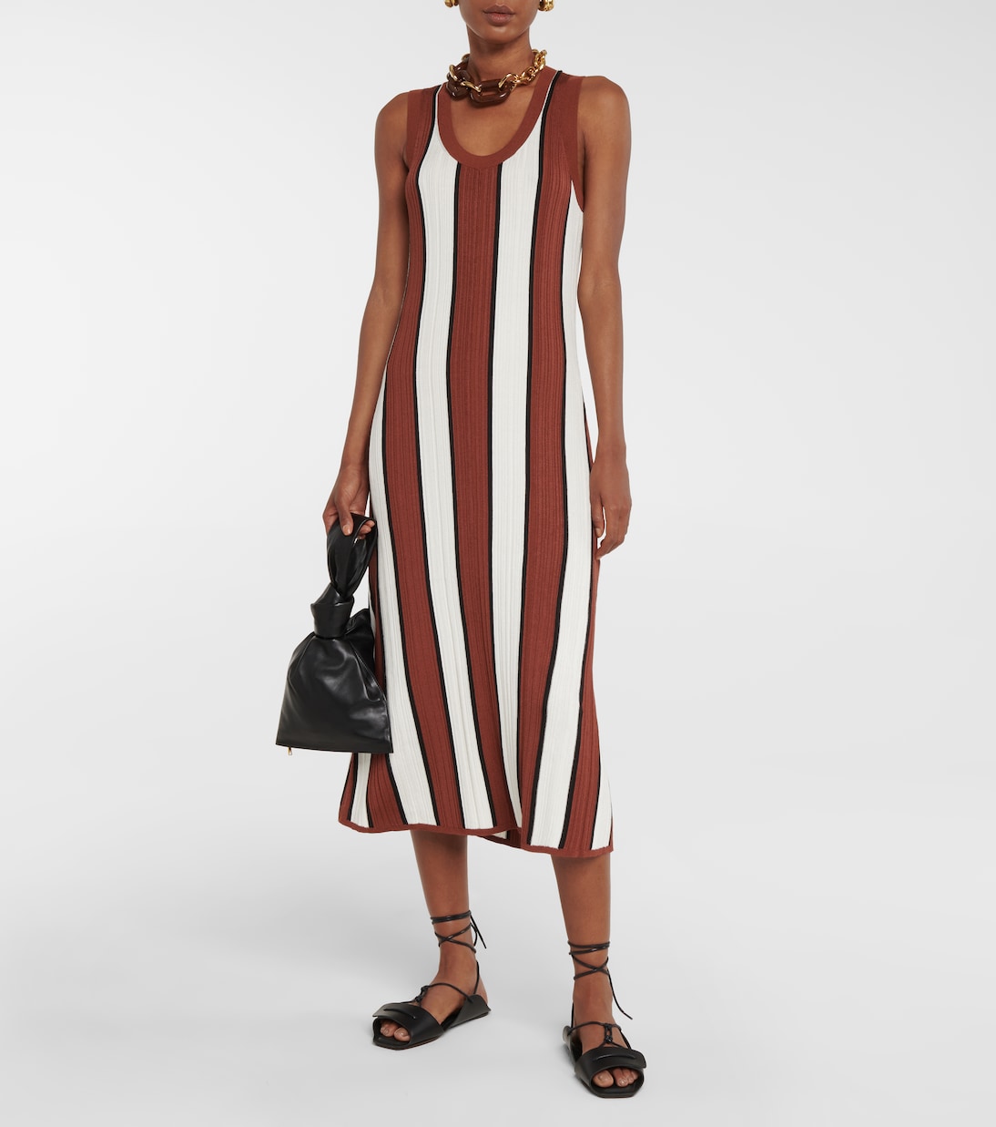 Ribbed-knit striped midi dress | Joseph