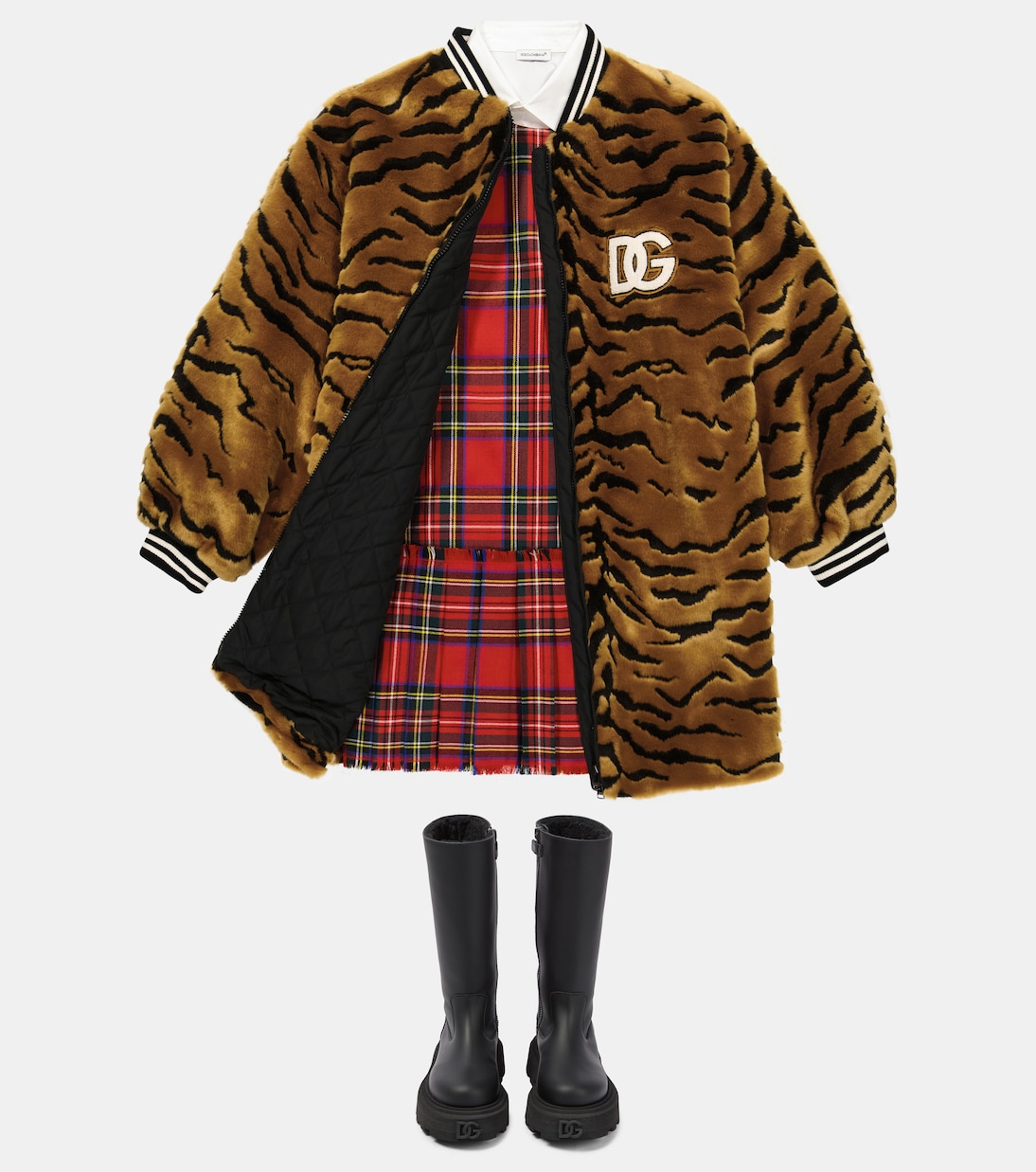 Abrigo ribeteado con pelo sintético | Dolce&Gabbana Kids