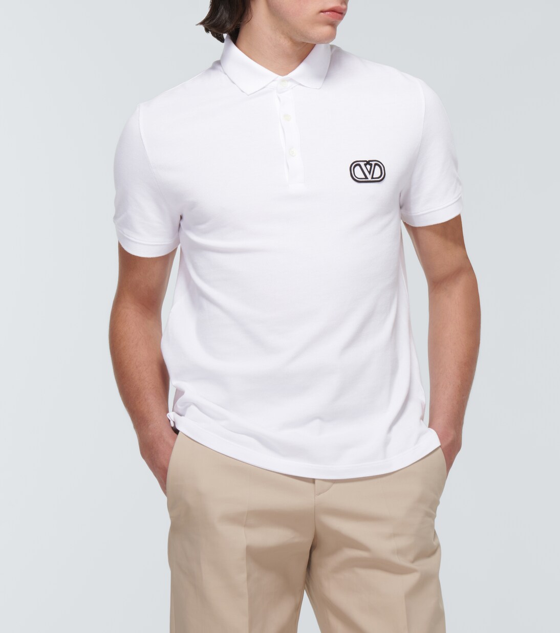 Polo de piqué de algodón con VLogo | Valentino