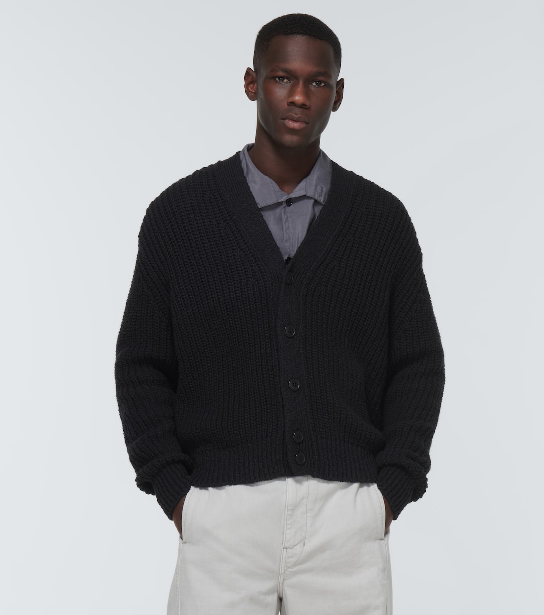 Cardigan in maglia a coste di cotone | Lemaire
