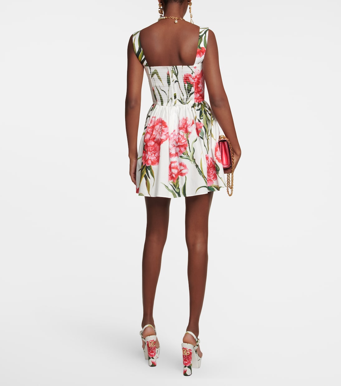 Vestido corto de algodón floral | Dolce&Gabbana