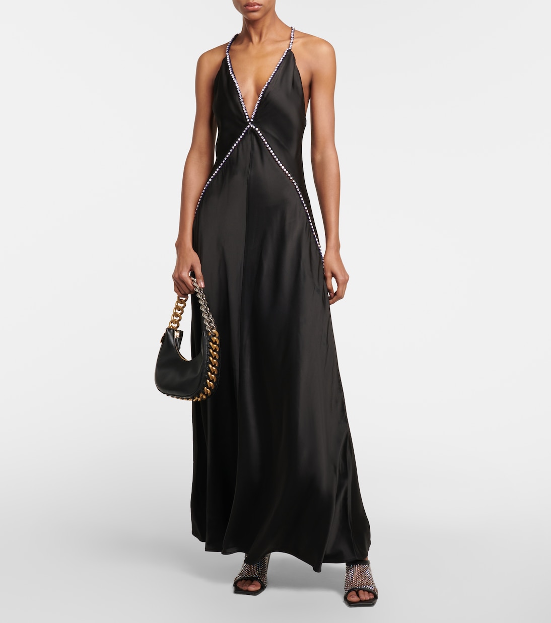 Crystal-embellished satin gown | Stella McCartney