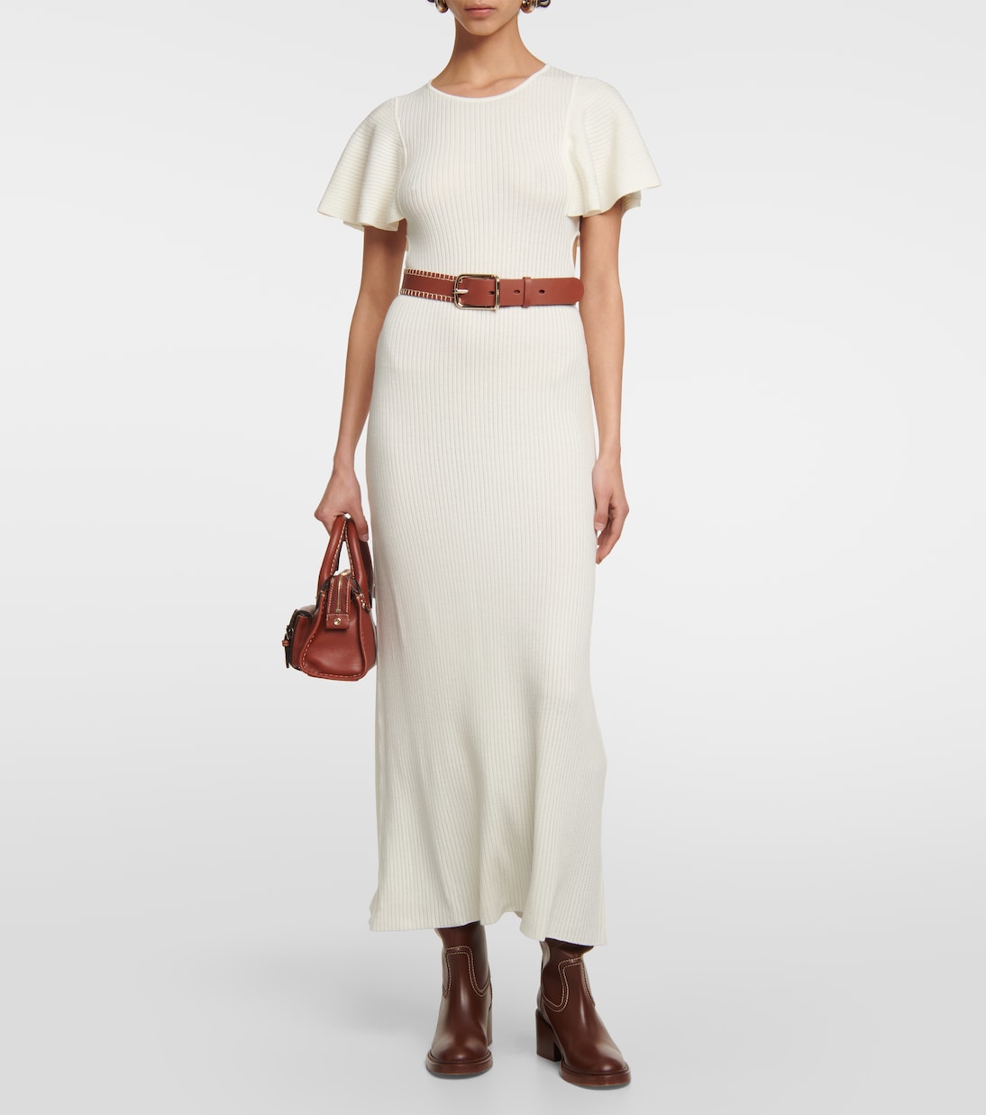 Abito midi in lana con volant | Chloé