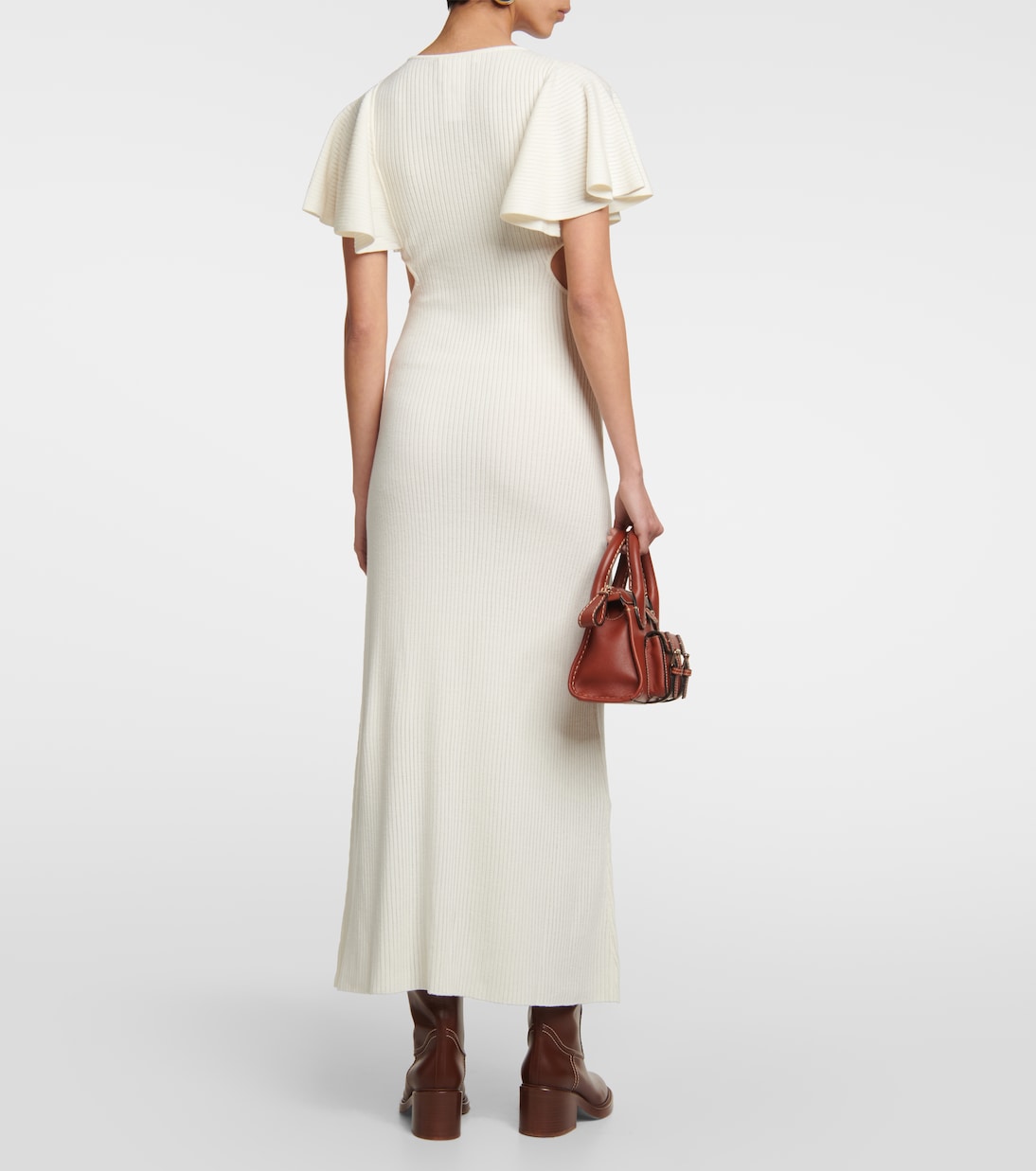Abito midi in lana con volant | Chloé