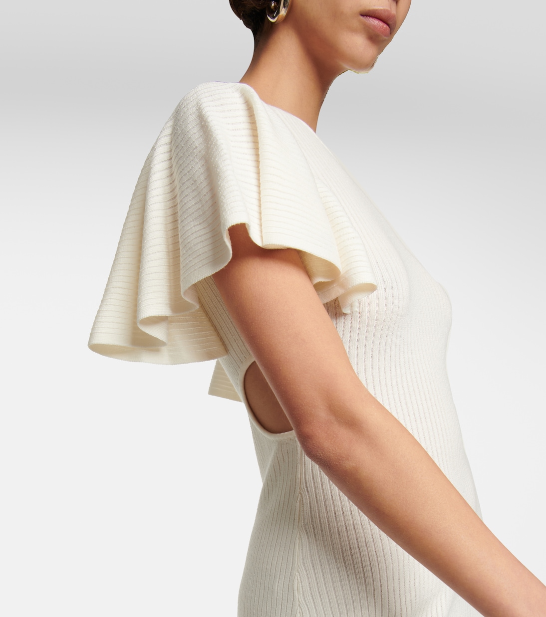 Abito midi in lana con volant | Chloé