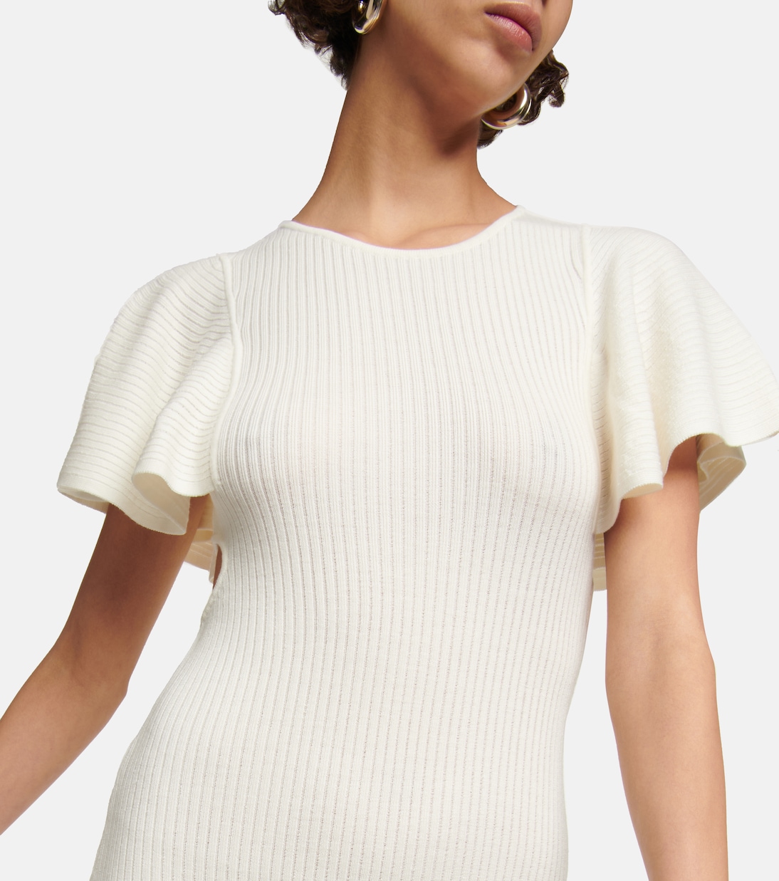 Abito midi in lana con volant | Chloé