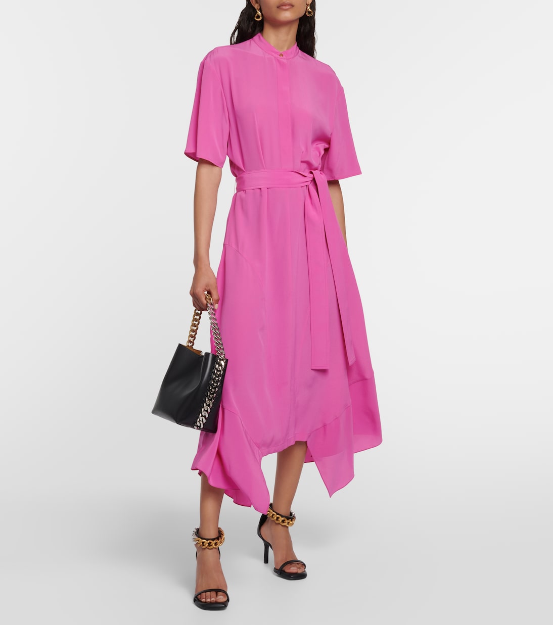 Vestido midi asimétrico de seda | Stella McCartney