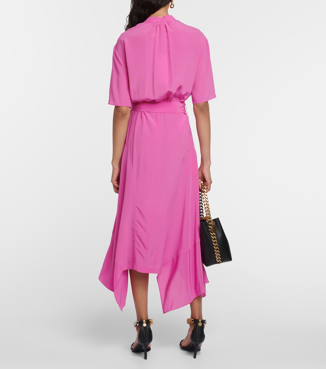 Vestido midi asimétrico de seda | Stella McCartney