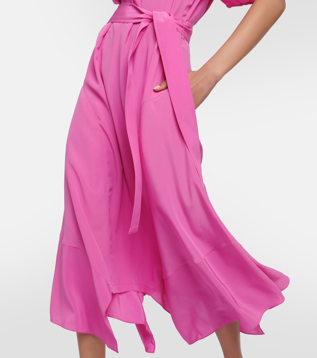 Vestido midi asimétrico de seda | Stella McCartney