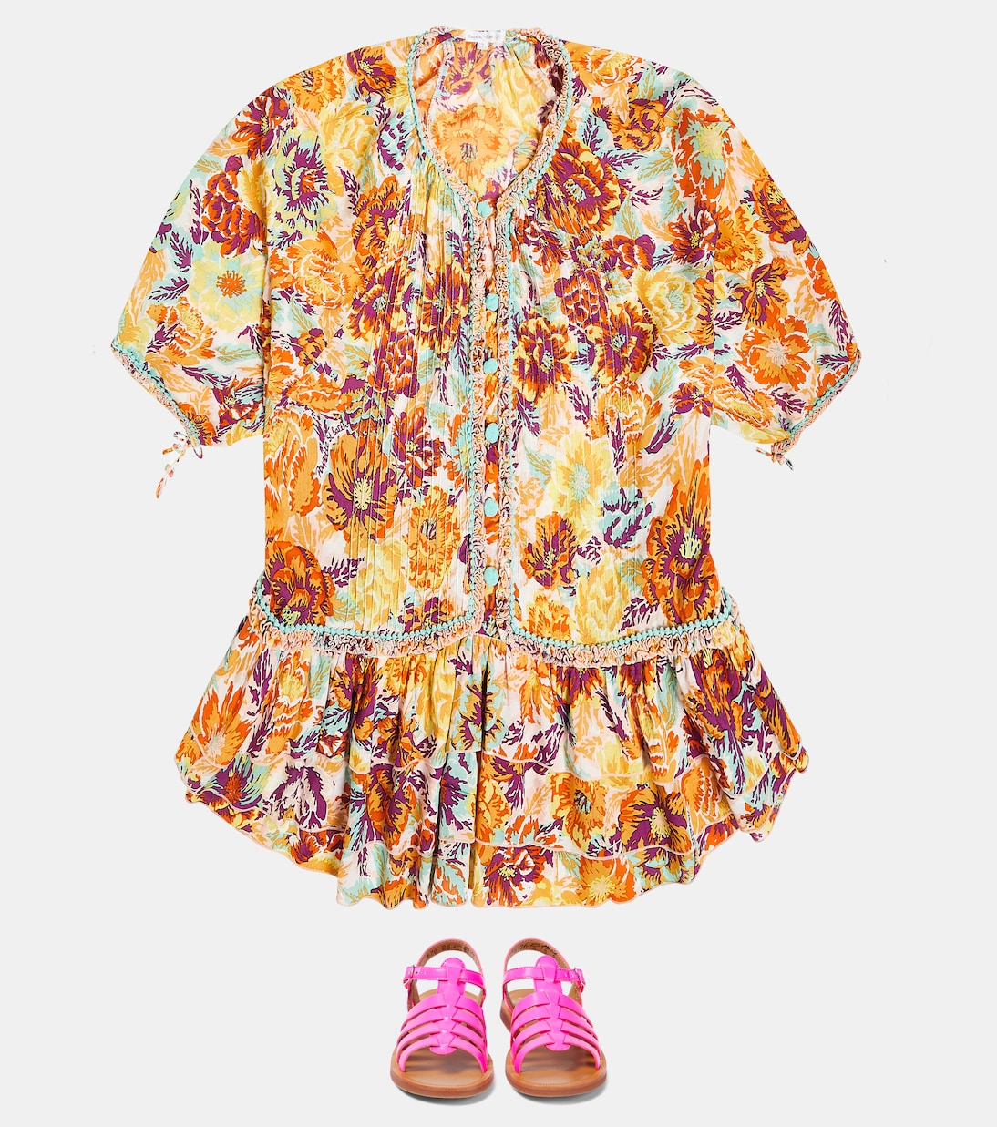 Bobo floral poncho | Poupette St Barth Kids