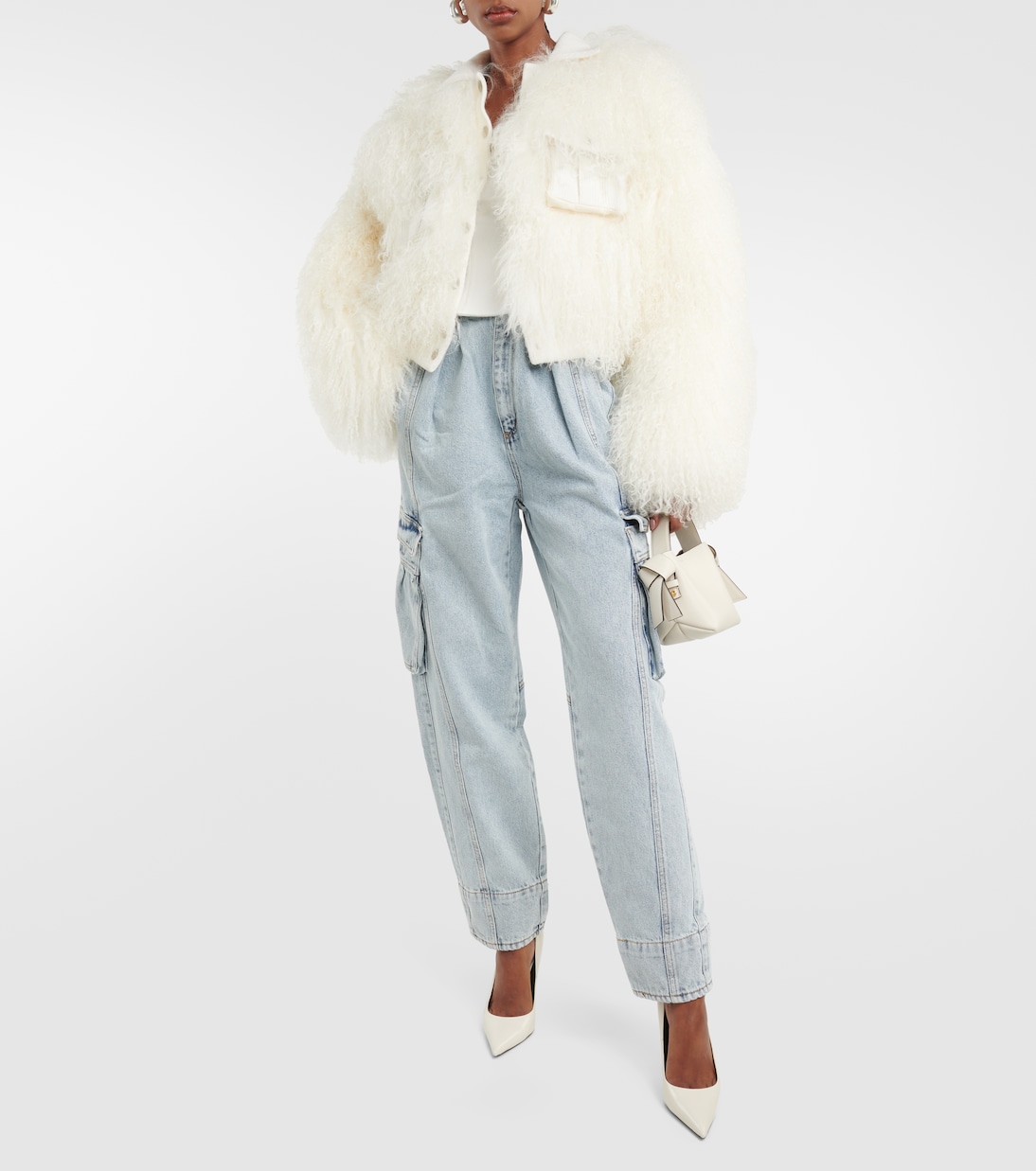 Jeans cargo a vita alta | The Mannei