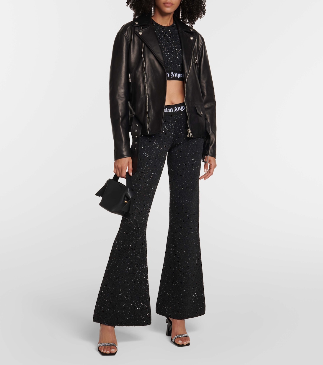 Pantalon évasé imprimé à taille mi-haute | Palm Angels