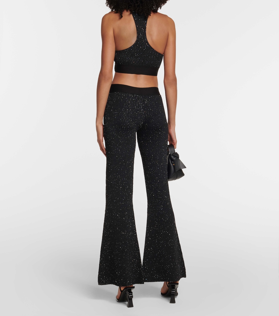 Pantalon évasé imprimé à taille mi-haute | Palm Angels