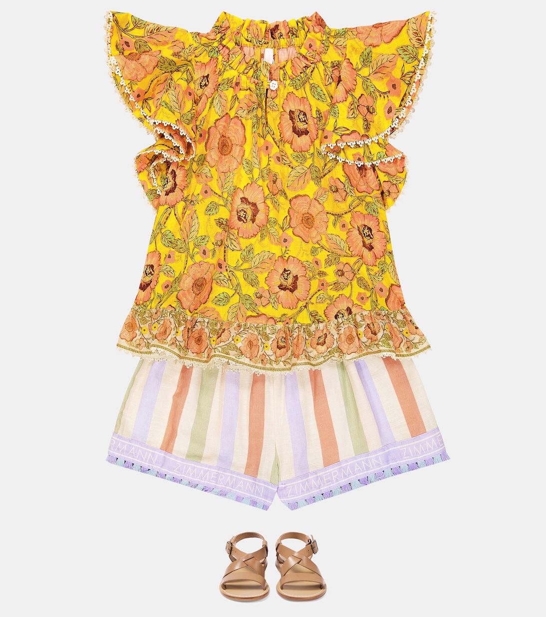 Shorts August de algodón a rayas | Zimmermann Kids