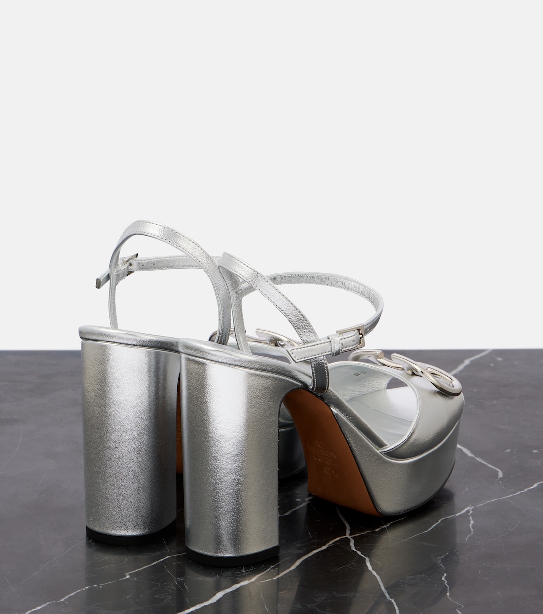 VLogo Signature metallic leather sandals | Valentino Garavani