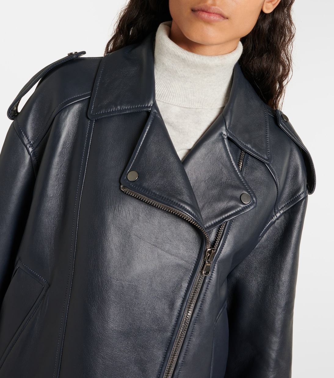 Giacca biker in pelle | Brunello Cucinelli