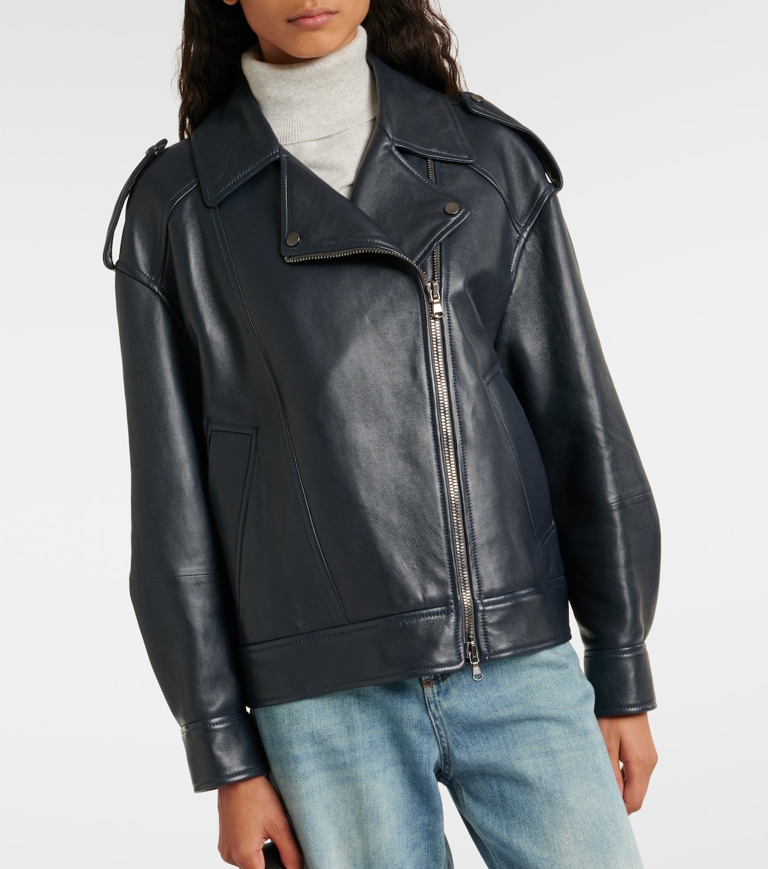 Giacca biker in pelle | Brunello Cucinelli
