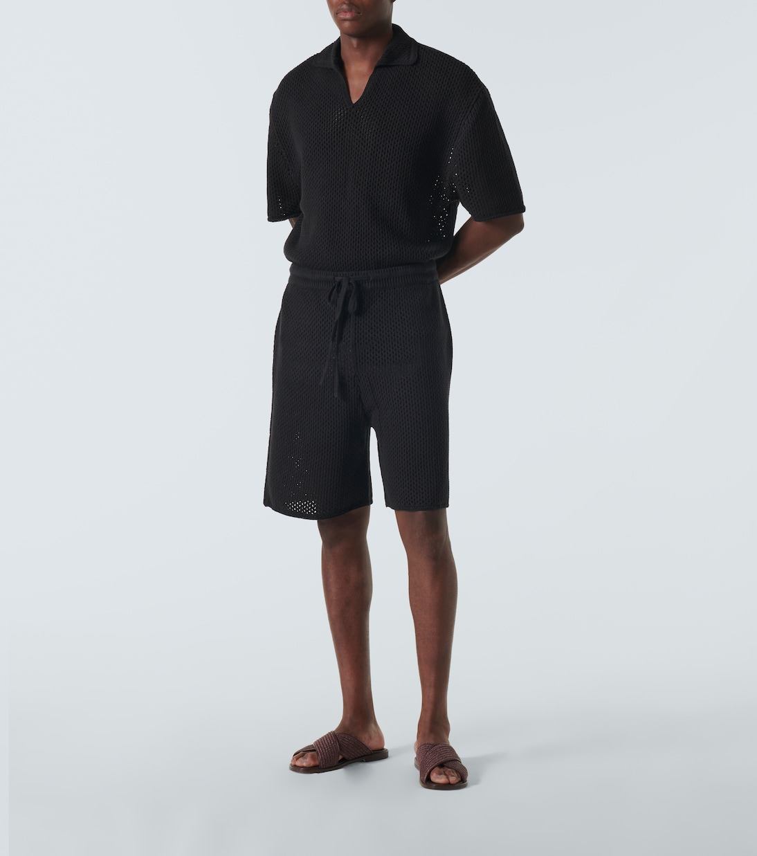 Shorts de croché de mezcla de algodón | Commas