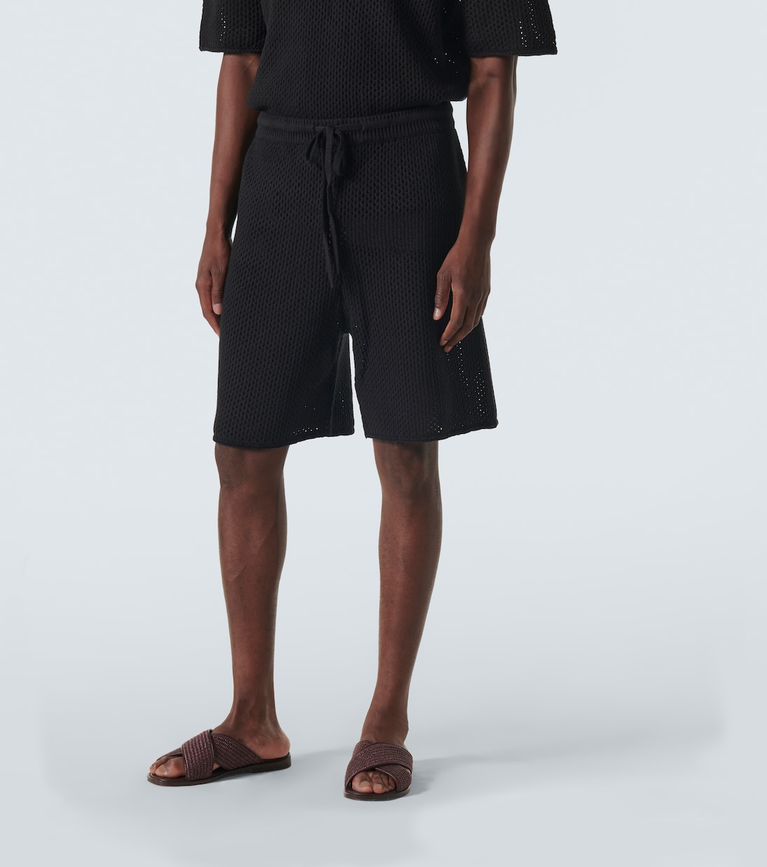 Shorts de croché de mezcla de algodón | Commas