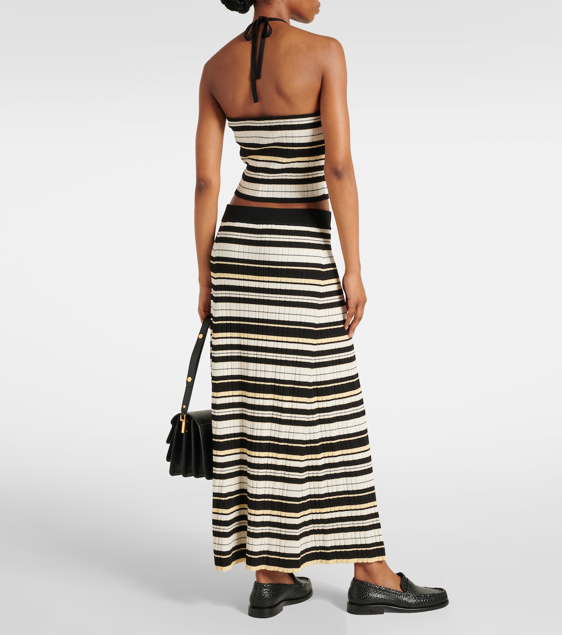 Top acanalado con cuello halter a rayas | Ganni
