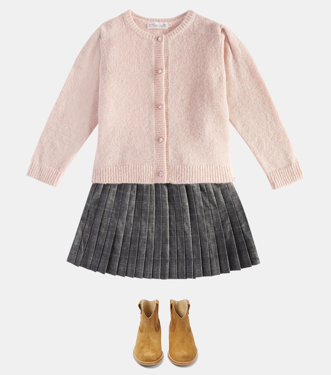 Jais pleated checked flannel skirt | Bonpoint