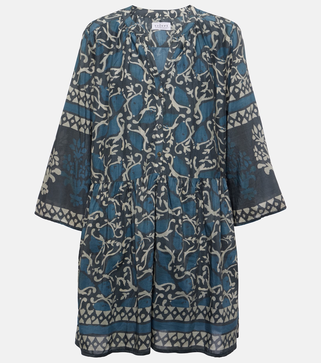 Talia printed cotton and silk minidress | Velvet