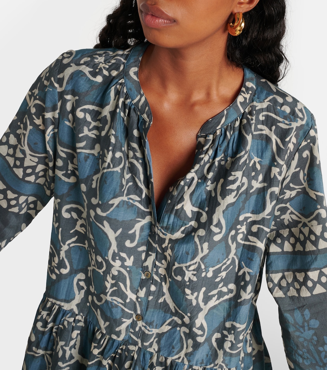 Talia printed cotton and silk minidress | Velvet
